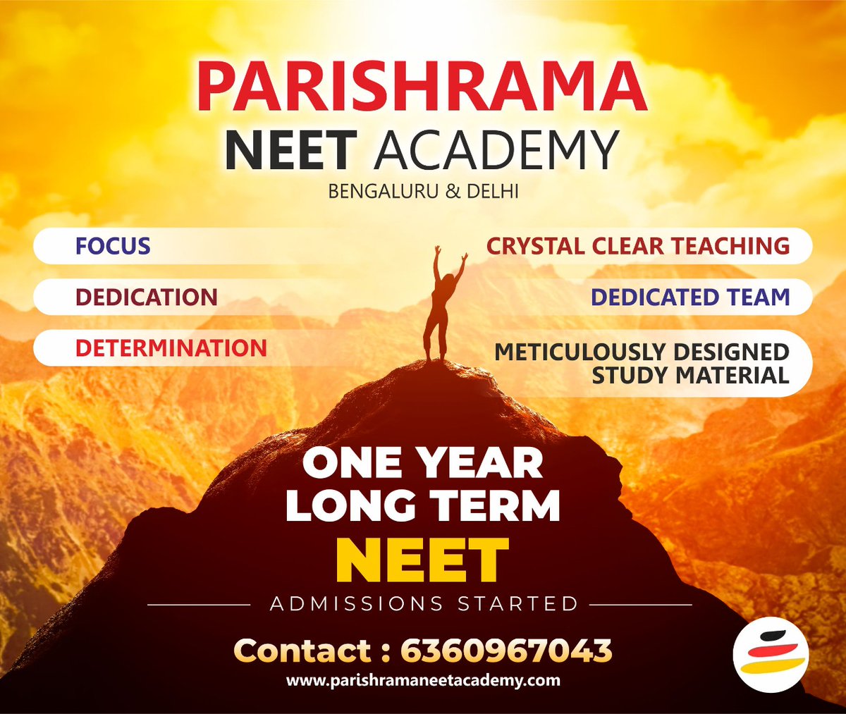 Why Parishrama NEET Academy?
⏪ Focus
⏪ Dedication
⏪ Determination
⏪ Crystal Clear Teaching
⏪ Dedicated Team
⏪ Meticulously Designed Study Material
#parishramaneetacademy #neetacademy #neet