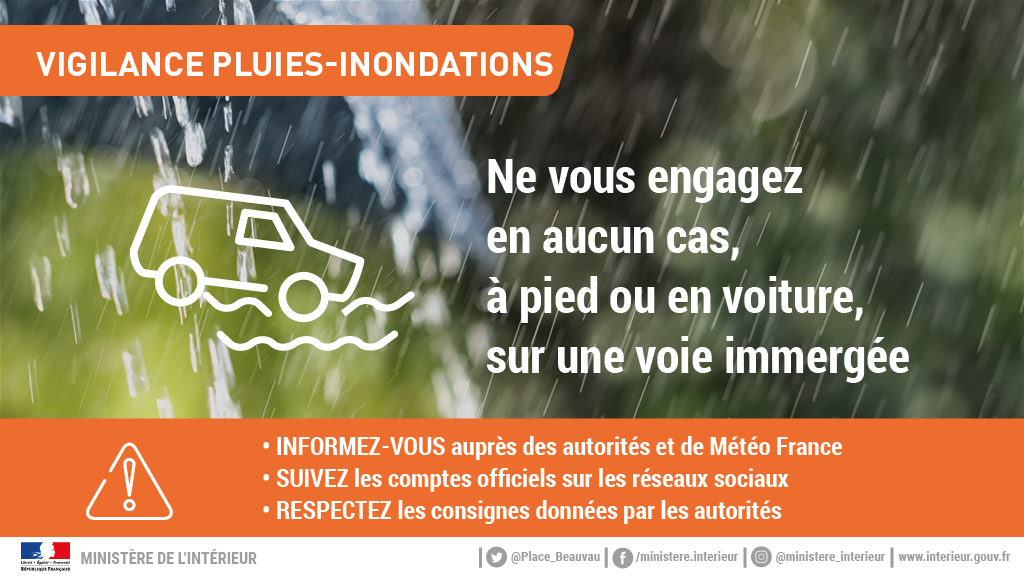 Prefet73's tweet photo. #Meteo73 l La #Savoie reste placée en vigilance 🔶 pluie-inondation et crues sur l'Isère moyenne. 
Les pluies se renforceront dans l'après-midi.
⚠️ Soyez prudents. https://t.co/9jHdOqxAVp