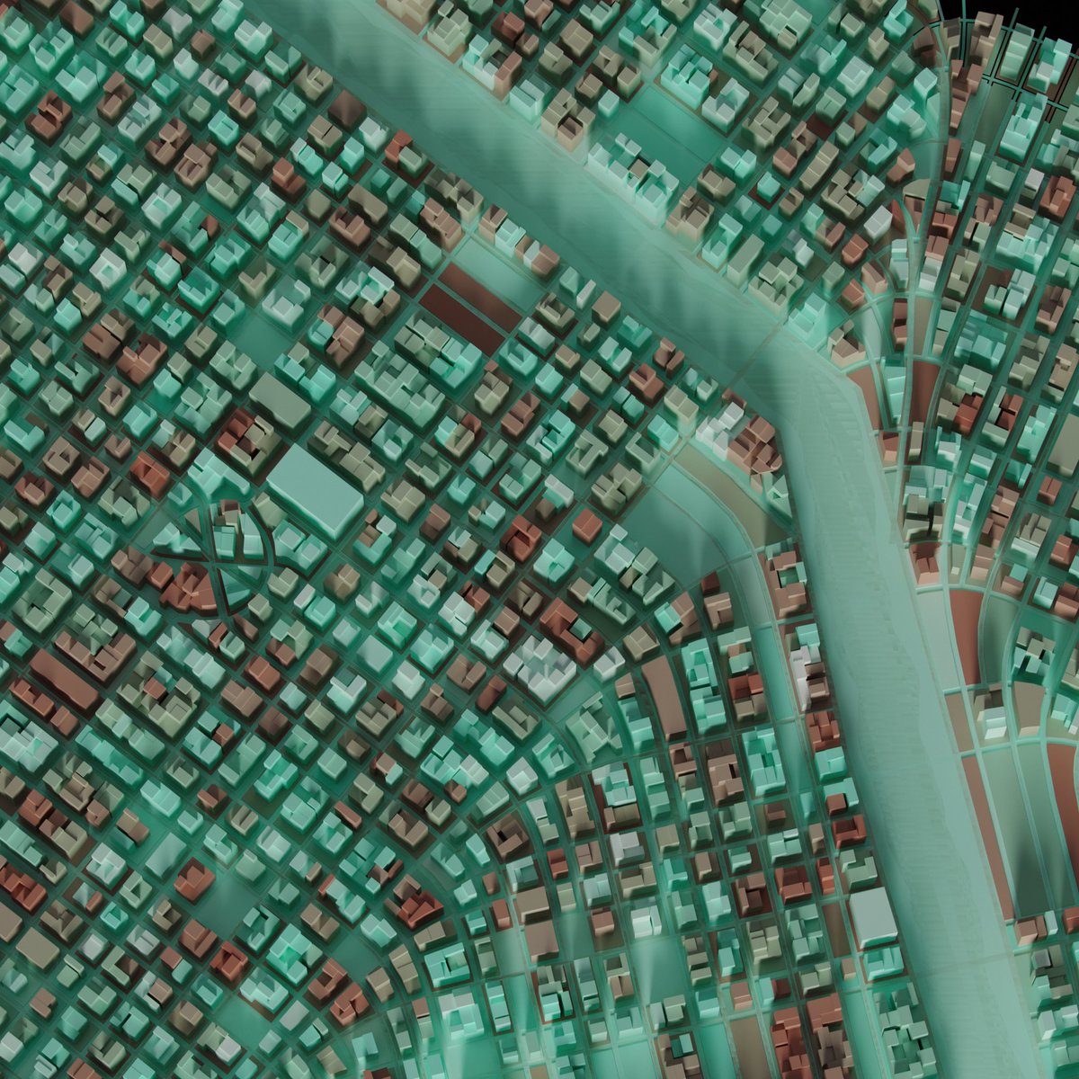 crystalboxes's tweet photo. Played with a City Map Generator by @probabletrain 
#blender #b3d #houdini #render #3d https://t.co/rq3e3Ow5ZA