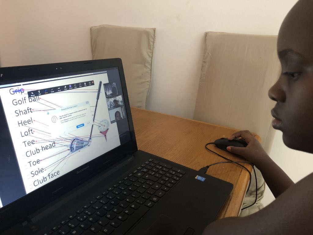 MumGolf's tweet photo. Shout-out to Coach Kasio @golf4kidskenya who is going the extra mile everyday in making our #StayHomeStaySafe days so much fun with #golfathome 🏌🏾♀️⛳️ forever grateful #MayDay2020 @uskidsgolf @WomensGolf #golfprincess #golfonzoom https://t.co/ZIyjkl1Xwa