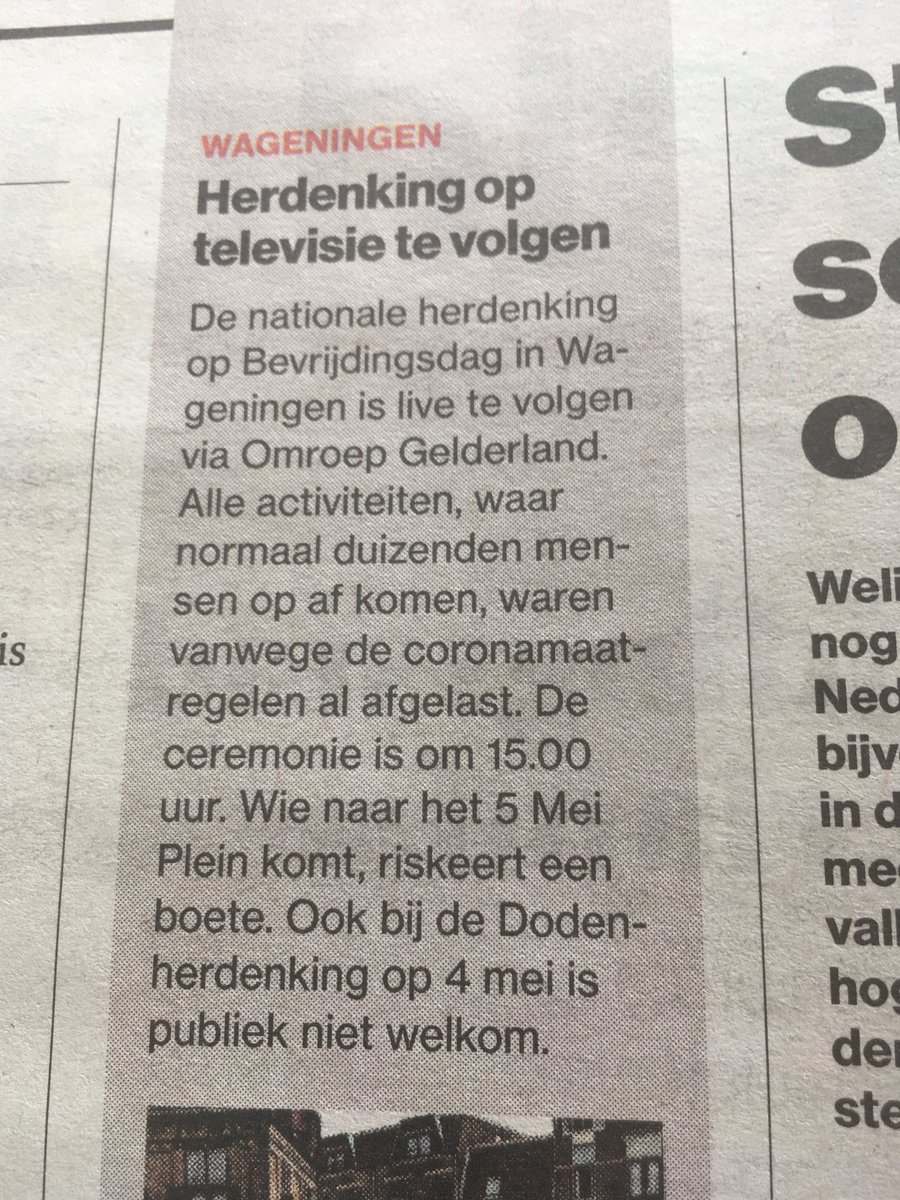 Polvander's tweet photo. 5 mei in Wageningen wordt een editie zonder veteranen en zonder publiek. Maar de herdenking gaat in aangepaste vorm door en is vanaf 15.00 uur te zien op TV Gelderland. https://t.co/aiAF6UzfgJ