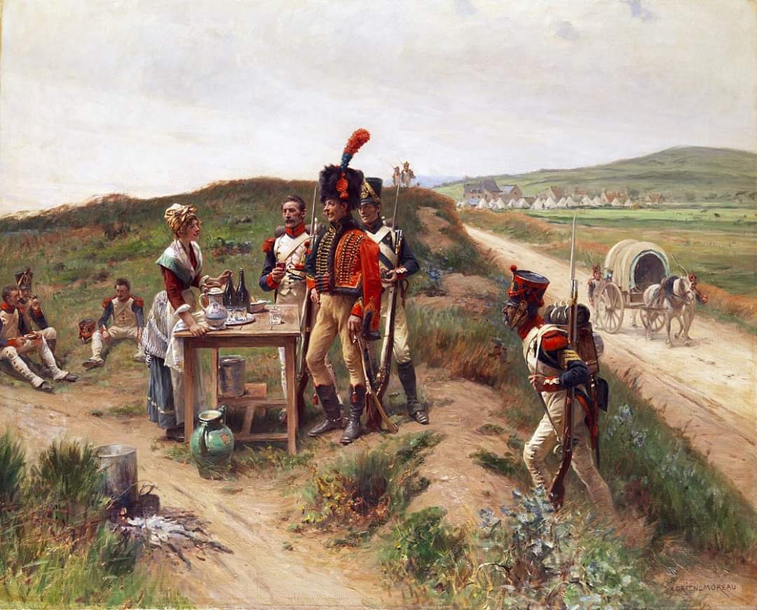 “An army marches on its stomach.” – Napoleon Bonaparte (or Frederick the Great!) 

To find out more about the Vivandières  of Napoleon's army, head over to our Facebook at shorturl.at/zRV27!

#napoleonicreenactment #historicalcostuming #firstempireproblems #womeninbusiness