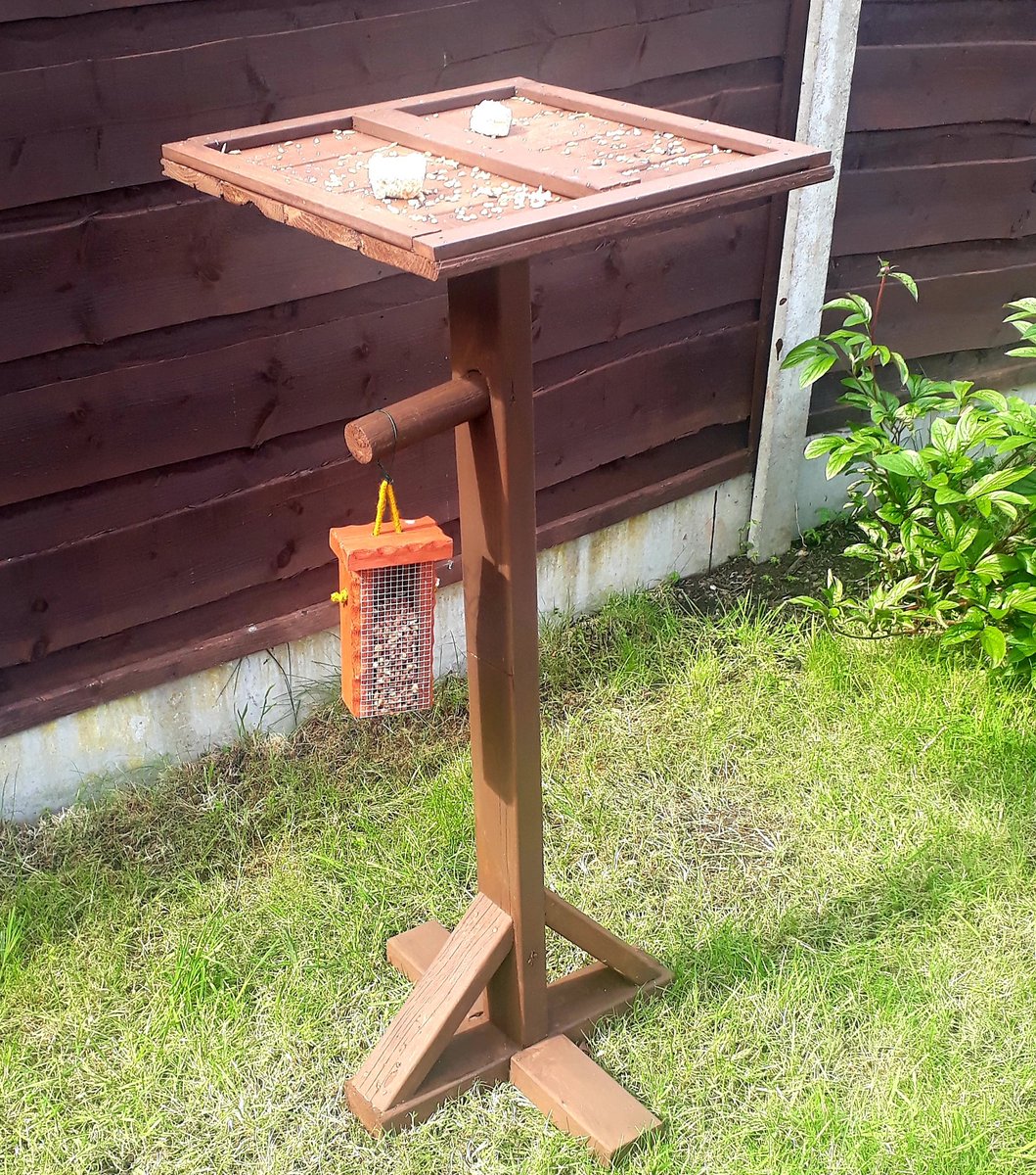 steven_r_moss's tweet image. Lockdown goals.. got plans from the @Natures_Voice #rspb website and built our first birdtable from pieces of scrap wood. Already had our first visitors! #birdwatching #birdtable #birds #gardeningtips