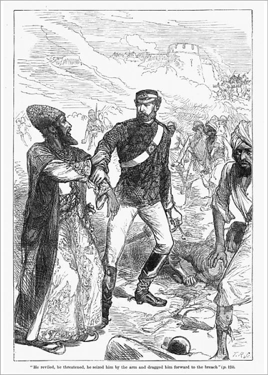Eldred Pottinger (1811-1843), Anglo-Indian soldier and diplomat, helping a local commander at Herat during the Persian Siege of the Herat (1837-8). Pottinger helped locals to repulse the attack. In consequence he was named "The Hero of Herat" by the British propaganda.