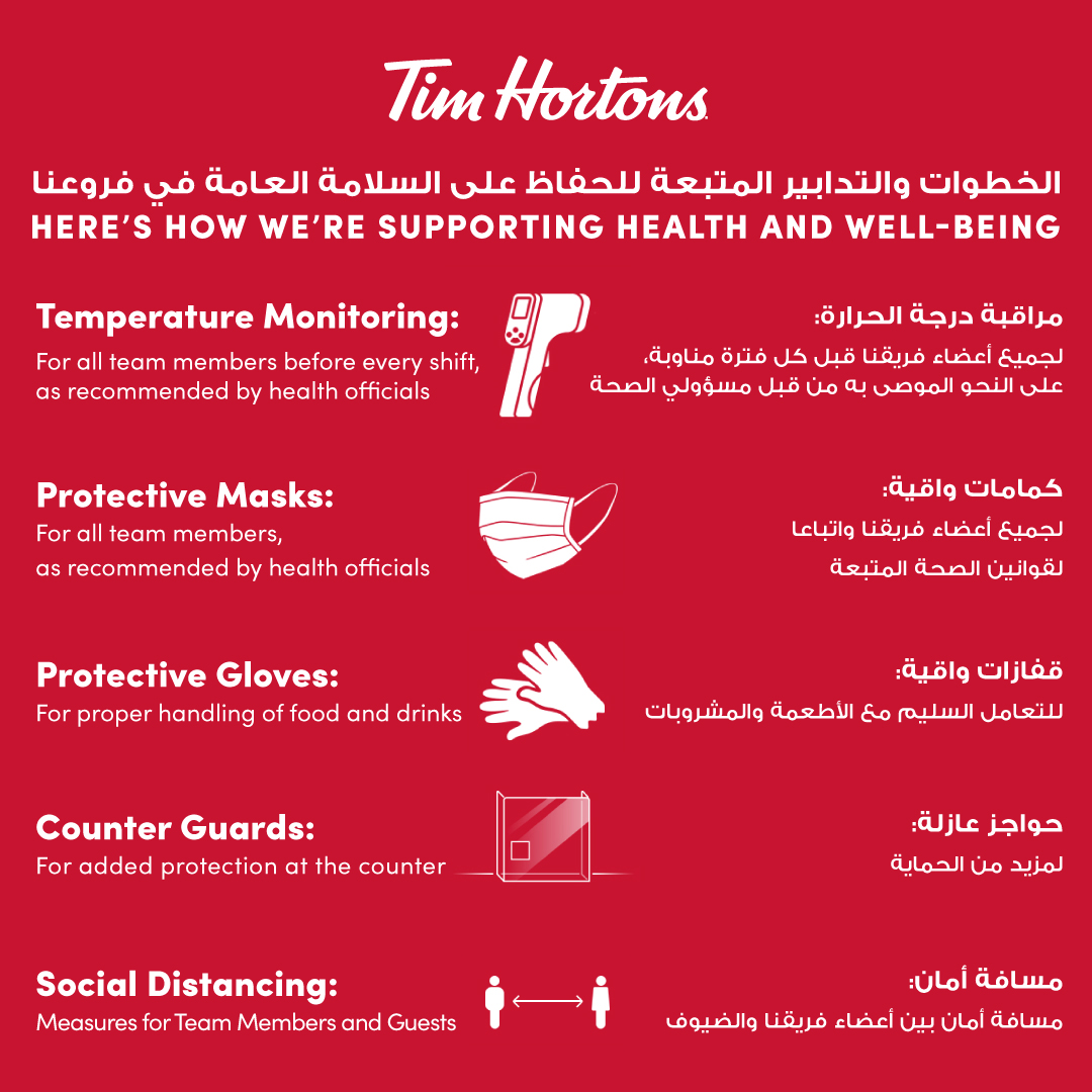 TimHortonsGCC's tweet photo. At #TimHortonsGCC our priority is the health and safety of our guests and team members.
في تيم هورتنز ، صحة وسلامة ضيوفنا وأعضاء فريقنا هي أولويتنا. https://t.co/gsWBJO9Inl