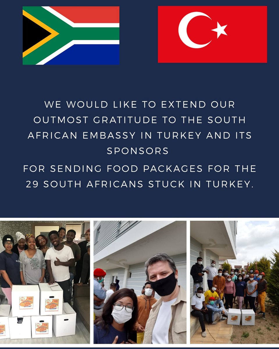 Urgentturkey's tweet photo. Hello ❤️
Updates:
Our SA Embassy in Turkey, with its sponsors, have sent food parcels. We are very grateful. With regards to repatriation, there are still no updates. Please continue supporting us as we wait on the government, Thank you🙏🏽
#StrandedInTurkey
Please #BringUsHome https://t.co/CxVbvEx4Kl