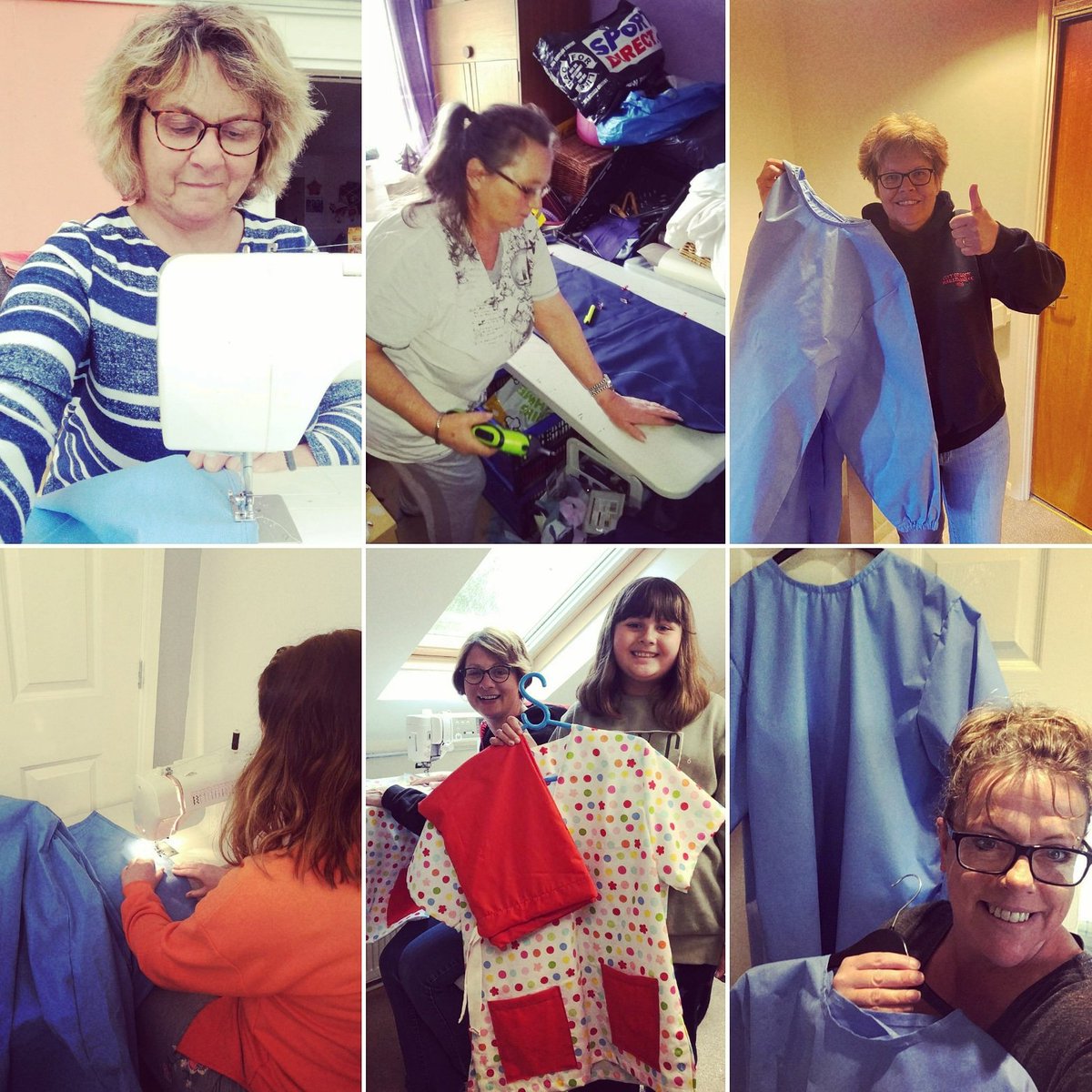 HarlequinCC1972's tweet photo. This is the time of year when our costume ladies would be busy sewing sparkly sequins! Instead this year some of our amazing ladies are hard at work sewing scrubs and gowns for our fantastic NHS!

Brilliant effort ladies. The club are very proud! ✂️👩‍⚕️🌈

#stayhomesavelives #nhs https://t.co/gVNuKPiYnW