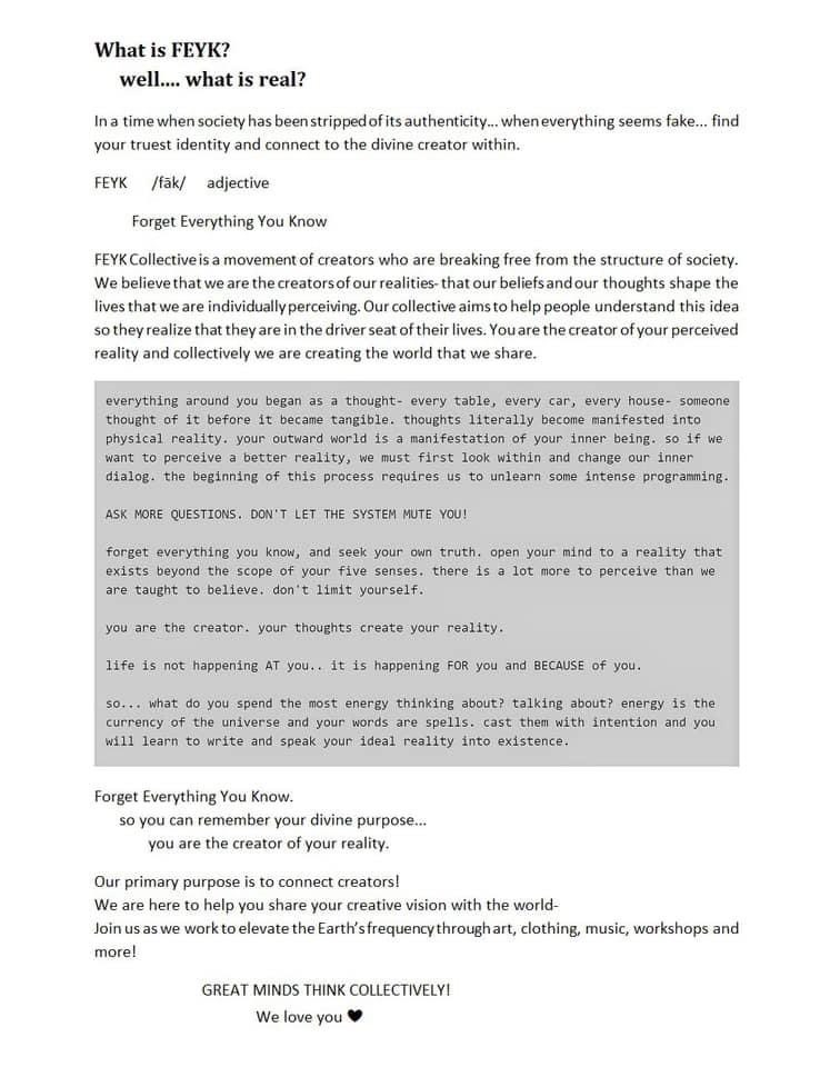 FEYKCollective's tweet photo. What is #FEYK? Well.... what is real? #FEYKnews #TruthSeekers #ForgetEverythingYouKnow https://t.co/pL0kIs56Xk