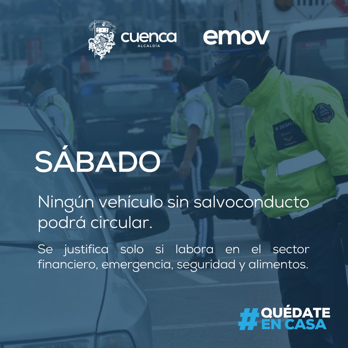 emov_ep's tweet photo. 🚨 Recuerde que hoy, ningún vehículo sin salvoconducto podrá circular.🚨

@MunicipioCuenca @pedropalaciosu @UNSIONTV https://t.co/GTXUbpZPRP