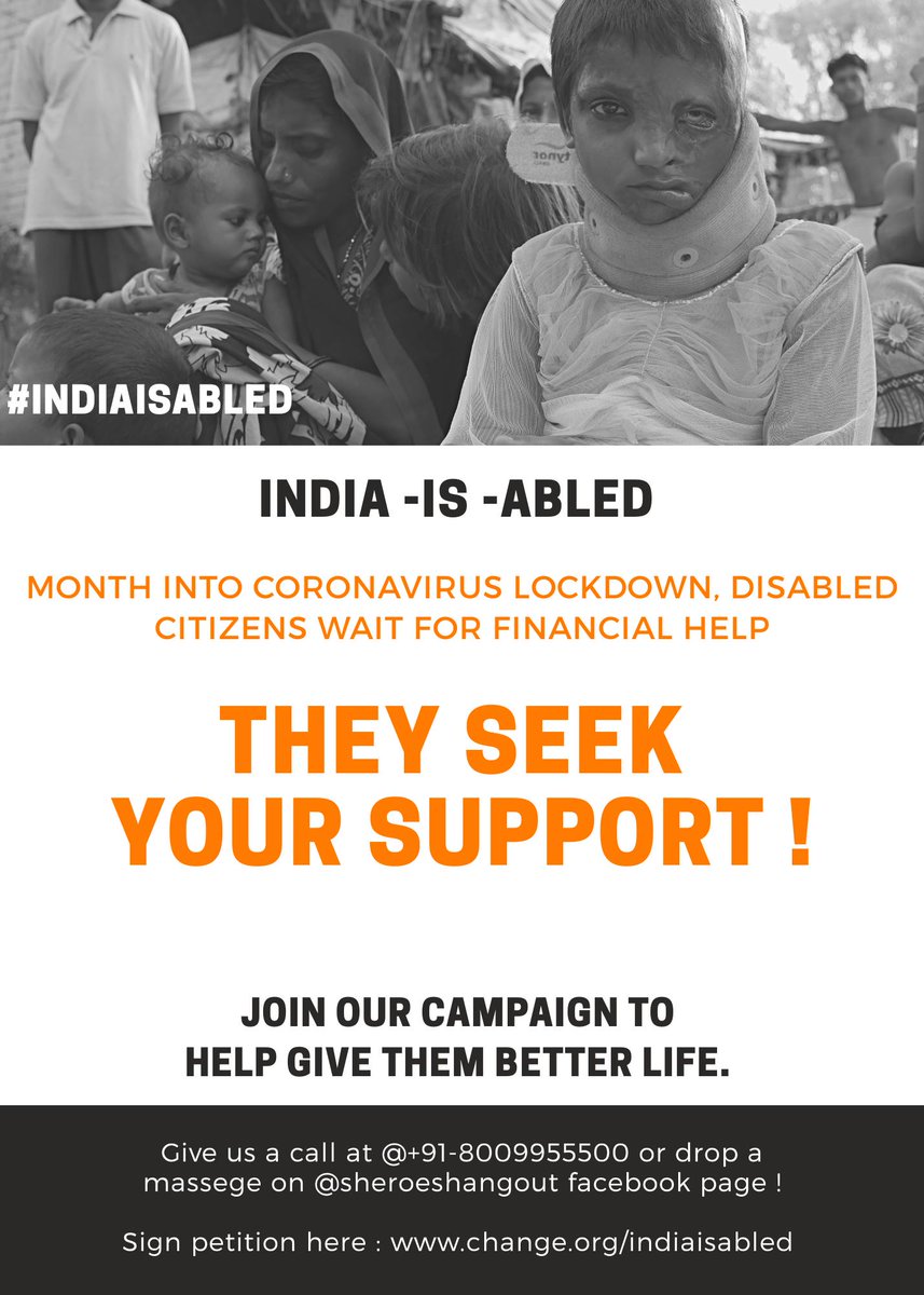 StopAcidAttacks's tweet photo. For People with Disabilities, India’s Coronavirus Lockdown Adds Extra Challenges
#Indiaisabled
Sign petition here : https://t.co/kfbp3eBlEU
#DisabilityAwareness #DisabilityIsAbility #Children #ForHandicapped #VolunteersNeed #MakeSupportChain #TakeCareSpecialPeople
#Share https://t.co/a2qegMqNLd