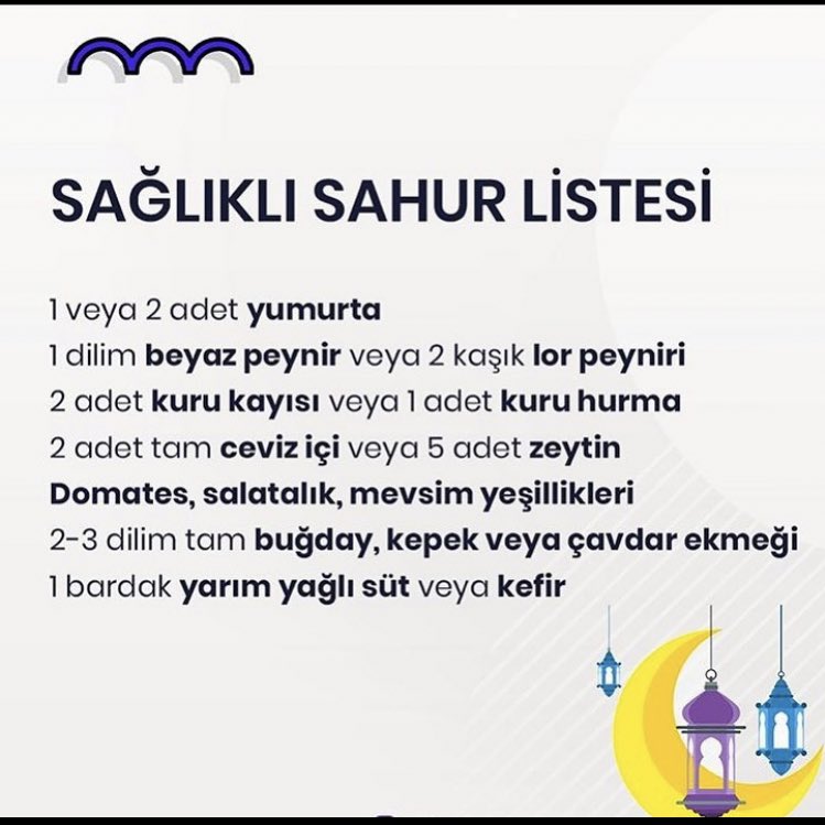 ✅Sahurda sadece su içerek oruç tutmak önemli bir beslenme hatasıdır. Uzun süren bir açlığı daha da uzatmak kan şekerinin düşmesiyle ilgili halsizlik belirtileri, kabızlık, mide de yanma, ekşime, baş dönmesi, kan şekerinde düşmeler gibi olumsuz etkilere neden olmaktadır.#Sahur