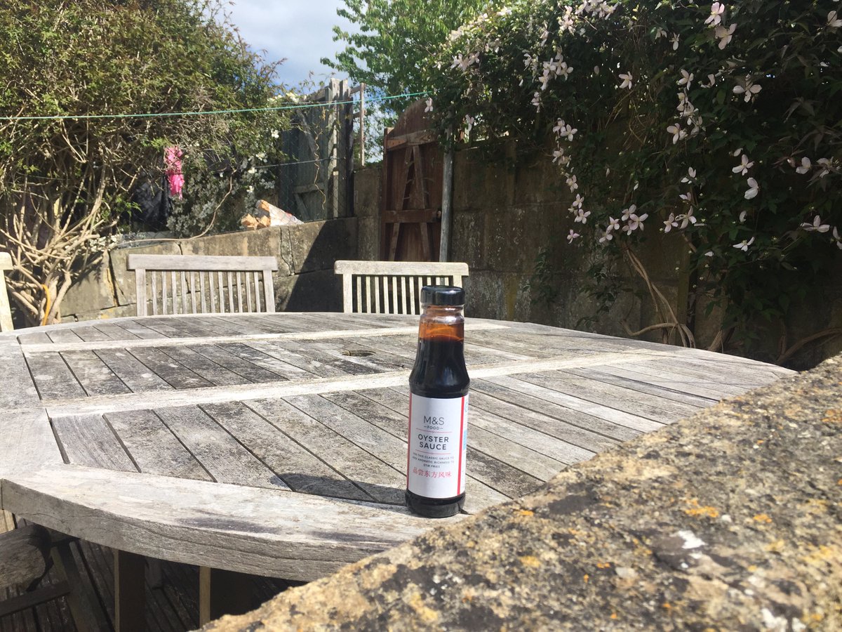 My ultimate #bristolfoodkind moment so far. Mentioned we couldn’t find oyster sauce in the shops to our neighbour. Super not essential item, just passing conversation. Look what I found over the back garden wall today! She’d passed <a href="/marksandspencer/">M&S</a> on her run and picked one up