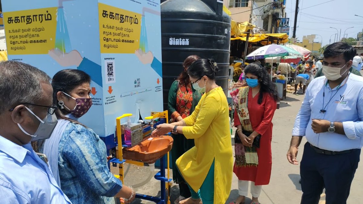 gautamitads's tweet photo. Happy 2 Inaugurate #Sugadharam Touch-free handwash system @ Tiruvanmiyur Mkt.I thank @YiTweets #YoungIndians #Chennai Chapter fr outstanding work fighting #Covid_19 &amp; @RccDiva fr support @LifeAgain will take this forward @swachhbharat @SwachhBharatGov @narendramodi @CMOTamilNadu https://t.co/DosCuJ8B8T