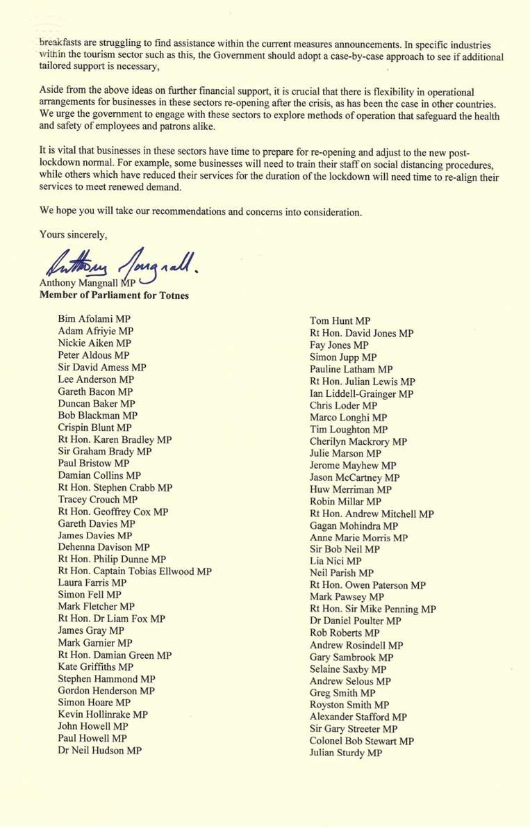 NWTBiz's tweet photo. Copy of a letter that Rob Roberts, Delyn MP was delighted to support for the #hospitality &amp; #tourism sector along with 85 fellow Conservative MPs led by @AnthonyMangnal1. More action is required to safeguard these sectors and we call on the Government to deliver for these areas. https://t.co/4JPdTMwOFP