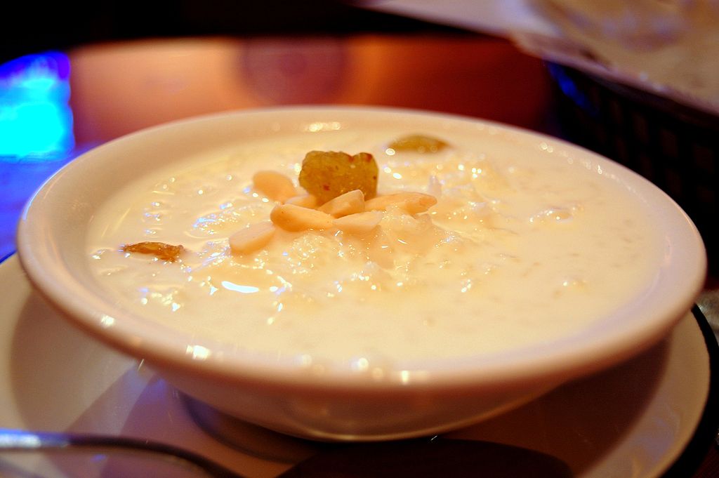 Kheer/Firni"Kheer" goes back to Antiquity, but it was heavily modified during the Mughal Empire, by adding new Central Asian ingredients such as almond, rosewater, pistachios, raisins and saffron. The modern recipe is quite similar to the Central Asian dessert known as Firni.
