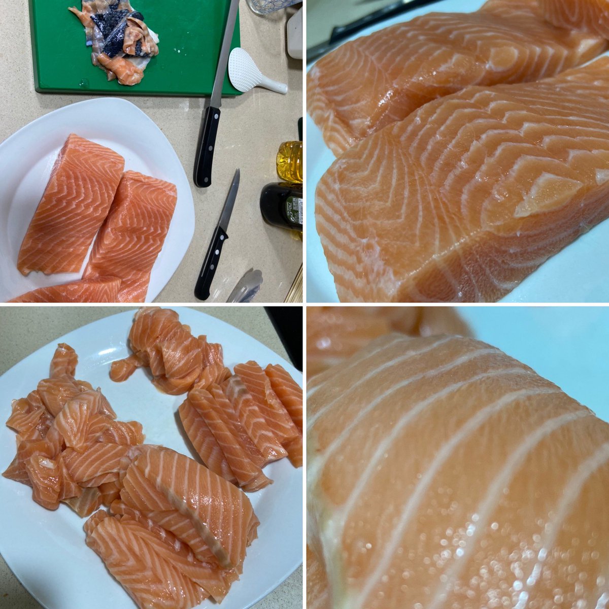 XaviOctubre's tweet photo. Ayer, comida japonesa en casa!
Niguiris.
HosoMakis.
Sashimi.
Salmón marinado en salsa ponzu y Wakame.
Gozas de gambas
Rulos de sepia rellenos de cerdo.
Edamame con aceite de trufa.
Horas en la cocina pero valió la pena 🥰🥰
#CocinaEnCuarentena #Sushilover #Makilover https://t.co/evs2gP51Ie