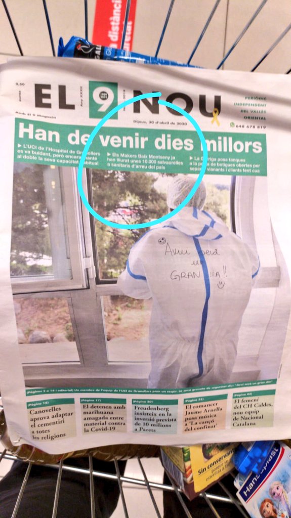 Robotseny's tweet photo. Eps! K #MakersBaixMontseny som portada al @el9nou_vor 🥰🎉

10.000 #salvaorelles es diu aviat...🤪

@ajsantceloni @formbytes @cesirecat @ROBOLOT @SSTTMVO @punt7radio @baix_montseny @arbucies @ajspvilamajor #Covid_19 #makers #3dprinter #proteccions #joemquedoacasa https://t.co/I837FPt5JV