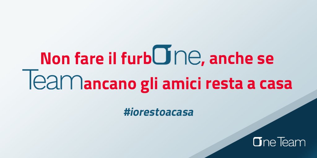 OneTeamGroup's tweet photo. Non fare il furbONE, anche se TEAMancano gli #amici resta a #casa 🏡 #iorestoacasa https://t.co/GjnVRhJkFU
