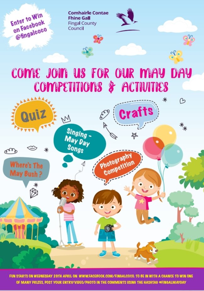 Fingalcoco's tweet photo. Day 4 of our May Day event. Welcome back to Allie & Taylor who have another fun craft event. Follow the link to join in the fun. Visit https://t.co/L9mTgWcw4T to join in. #maydayfun @FingalSports @EVENTSinFingal @LoveFingalDub @FingalHeritage @fingallibraries @OurBalbriggan https://t.co/9pFWCsb80t