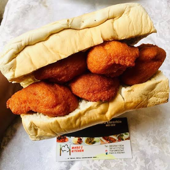 4. Bread and Akara.          Bread and beans.