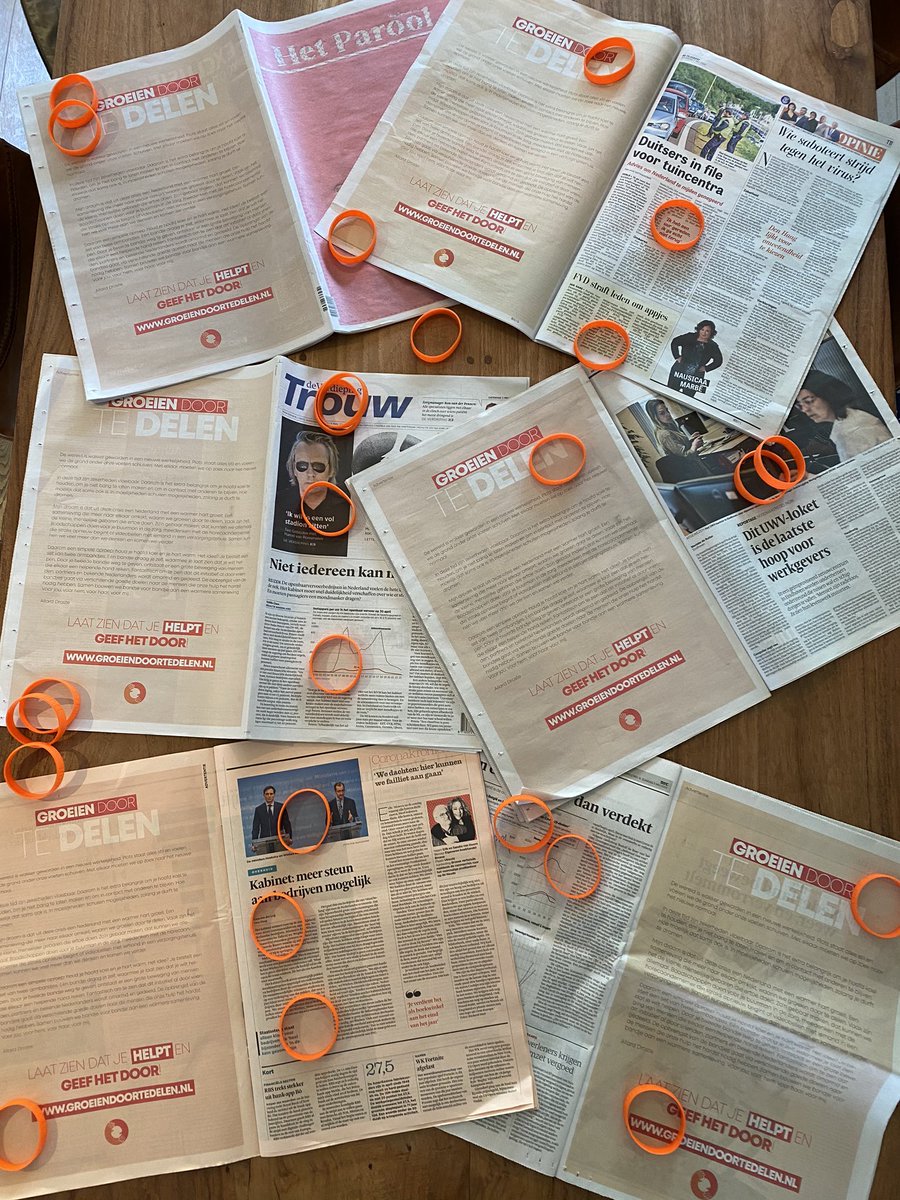 Zo de beweging is gestart met een landelijk kranten offensief👊 delen met elkaar en de 6 goede doelen <a href="/RodeKruis/">Rode Kruis</a> <a href="/HetVergetenKind/">Het Vergeten Kind</a> <a href="/Kansfonds/">Kansfonds</a> @OranjeFonds <a href="/Ouderenfonds/">Nat. Ouderenfonds</a> <a href="/VoedselbankenNL/">VoedselbankenNL</a> 

Deel jij ook? Post het #groeiendoortedelen

groeiendoortedelen.nl