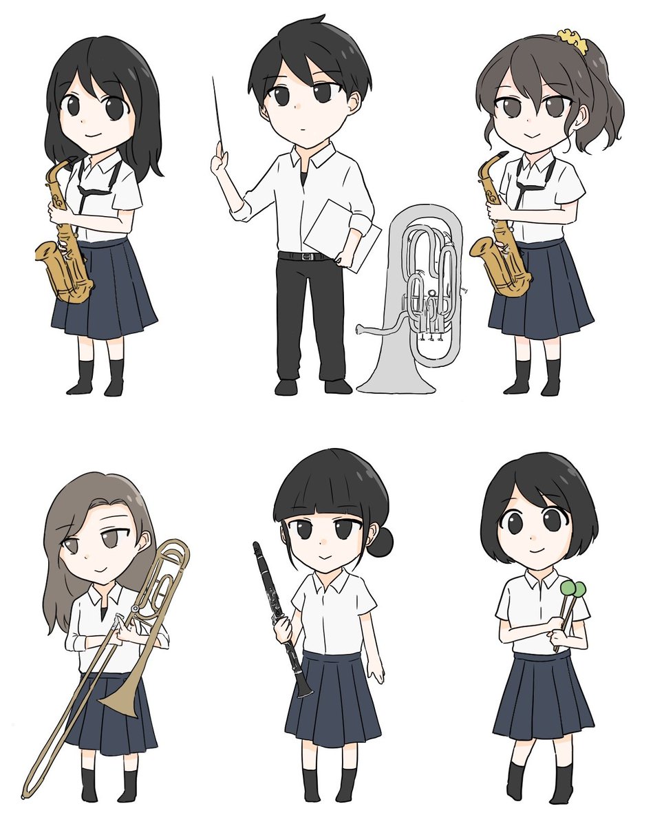 しいゆずは בטוויטר またいつか 音楽がしたいです 吹奏楽は密室だからなぁ 吹奏楽 楽器 制服 イラスト