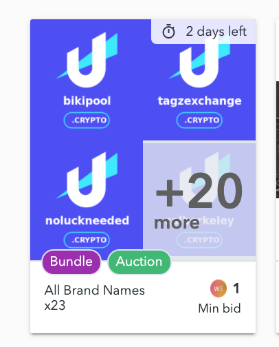 CollinsCustomIP's tweet photo. 23 #crypto domains: All brand names
End: Sun 10:00 PST (18 hours)
Min: 1 #eth (0.04 #eth /#domain)
https://t.co/gRB5ysaVJc
@unstoppableweb
#blockcube #biki #tagz #flexsail #bilstein #noluckneeded #randalls #cyclebit #perfectprivacy #loudcloud #bluechonic #psu #tripfactory https://t.co/0rH1lCo5oA