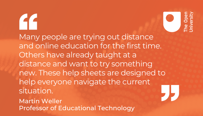 OpenUniversity's tweet photo. Recognising the challenges of pivoting to distance and online teaching, #OUAcademics from @IETatOU have been working to help. 

This series of help sheets is based on our Innovating Pedagogy reports. Give them a try:

https://t.co/mDKvAshahR

#edchat #OER https://t.co/3JRiy9Ay0L