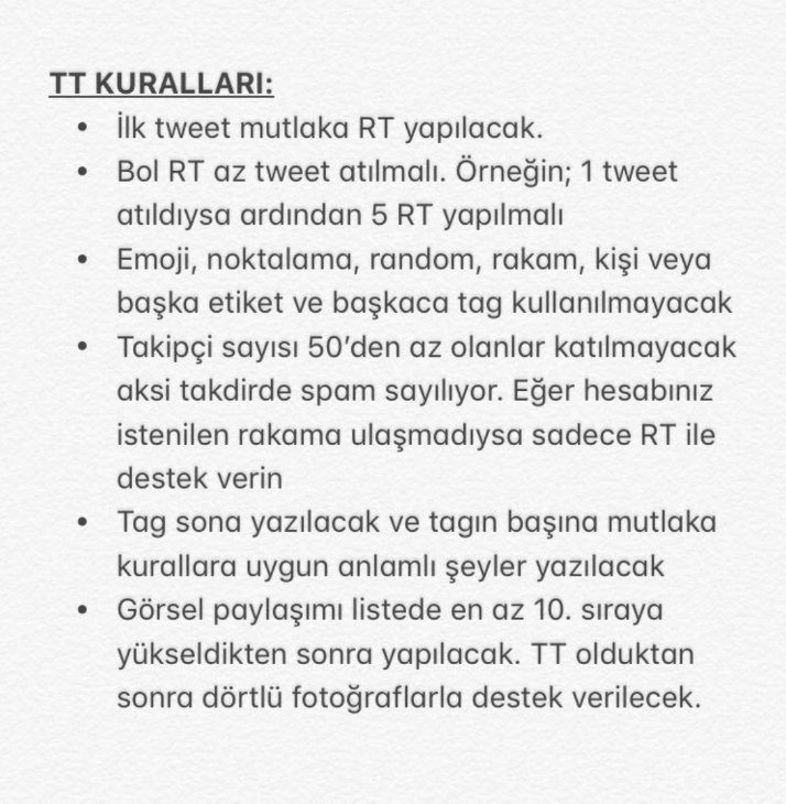 GozdeGmzeyd's tweet photo. Arkadaslar bugün tt olmak icin saat 22 de hep beraber tweet atalım. Ama su sekilde takipcisi 50 nin altinda olanlarla ya takipleselim ya da bu kisiler sadece begeni ve retweet yapsınlar bu kurallara uyarsak biz yaparız ben guveniyorum.#askereçiftebayram https://t.co/WzdV7OXUJf