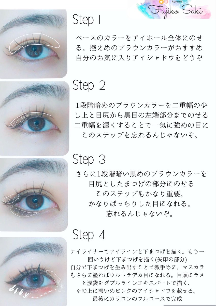 藤子さき Na Twitterze 私がいつもやってるぱっちりデカ目メイクまとめてみた めっちゃ簡単で盛れるからやってみて