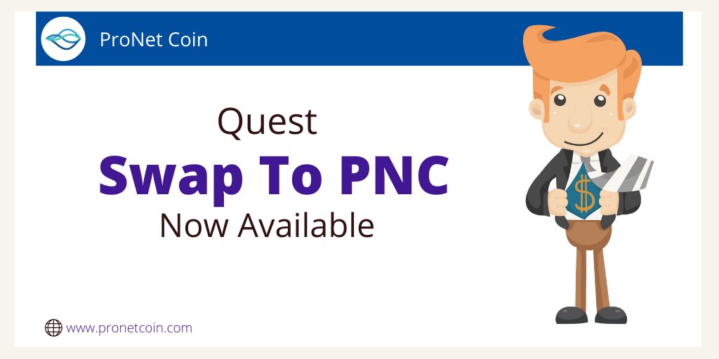 Quest to PNC swap is now available, you can swap your coins on pronetcoin.com #Quest