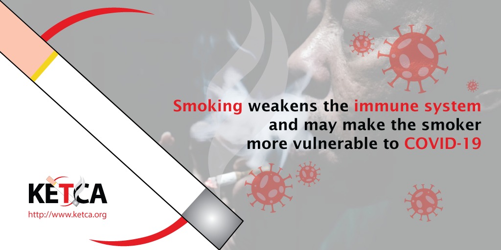 KETCA254's tweet photo. #WeekWrap!
Why #QuitForCOVID19
- #Smoking weakens the immune system making you more vulnerable!
- Governments MUST be wary of #BigTobacco during this #COVID_19 pandemic
- #Tobacco is not essential @Trade_Kenya
#StaySafe #StayAtHome #HealthyAtHome https://t.co/57kAsGRzWZ