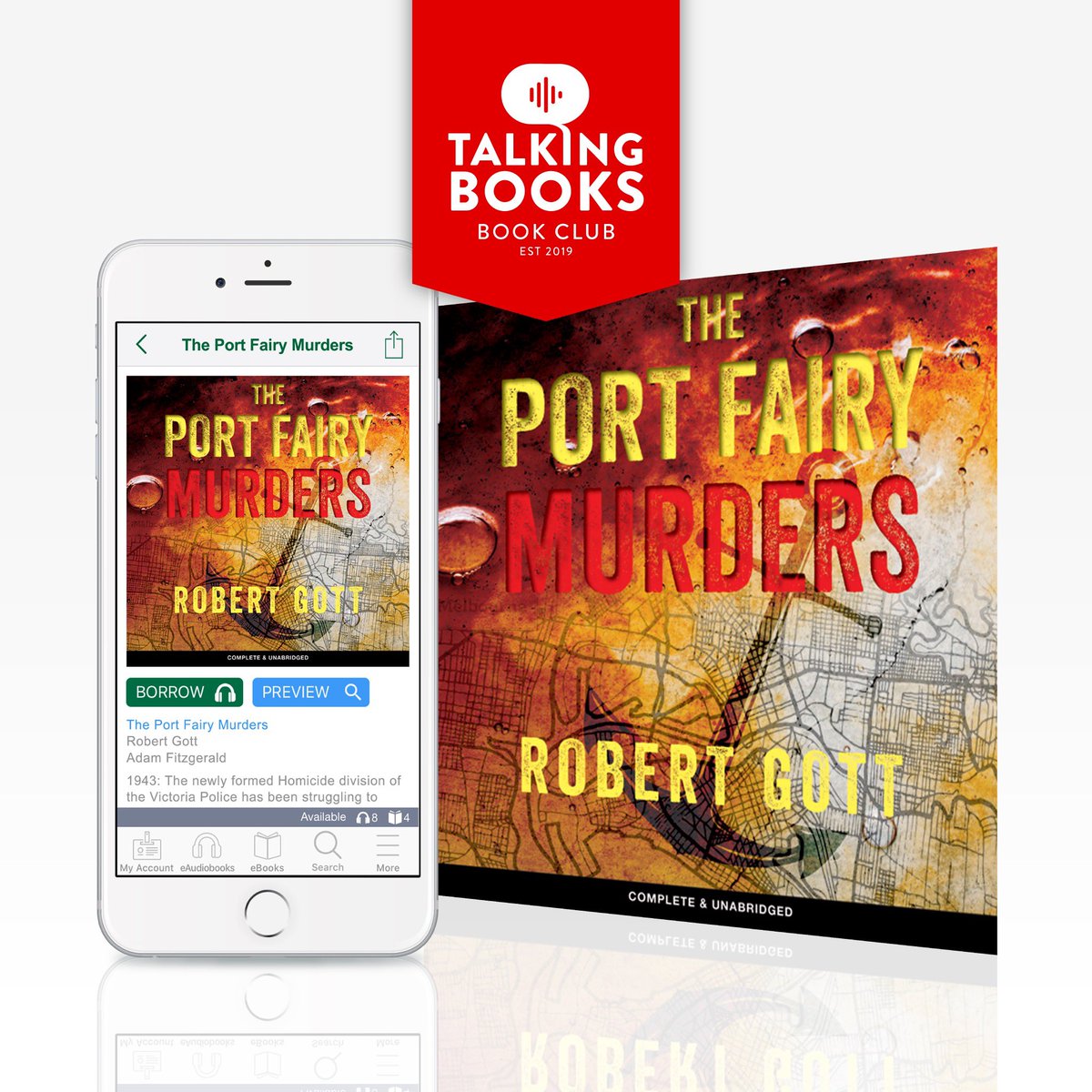uLibraryDigital's tweet photo. Want to sink your teeth into a juicy audiobook this #weekend? This month’s #TalkingBooksBookClub title is a wonderful slice of historical #Antipodean crime, Robert Gott’s The Port Fairy Murders. Listen to it exclusively on uLIBRARY. https://t.co/241KetHu2W