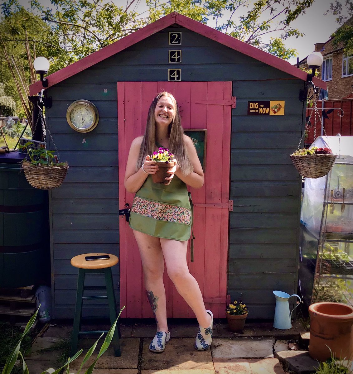 Happy #worldnakedgardeningday #WNGD #WNGD2020 #WorldNakedGardeningDay2020. I had wine for breakfast. #allotment #gardening