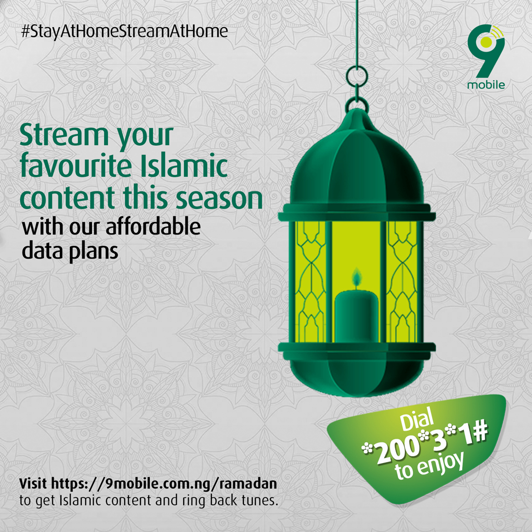 T2mobile_ng's tweet photo. Enjoy streaming Islamic contents and more this season with our affordable data plans.
Dial *200*3*1# to enjoy
#StayAtHomeStreamAtHome
#9mobileNG https://t.co/qKiQuyrgyL