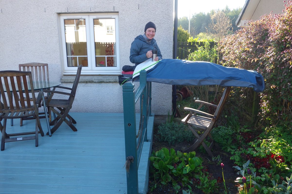 The best seat in the garden. 15th of 21 consecutive nights bivvying to raise funds for <a href="/SARDAScotland/">SARDA Scotland</a> The dawn chorus started about 4am; beautiful watching the morning light creep into the garden. #lockdown #StayAtHome