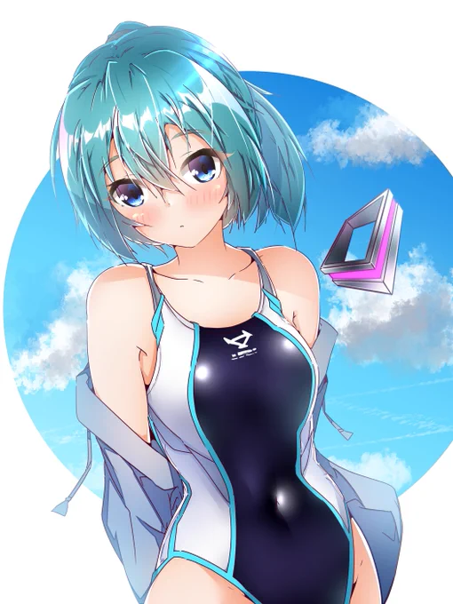 暑くなってきたのでポニテ競泳ミクさん 