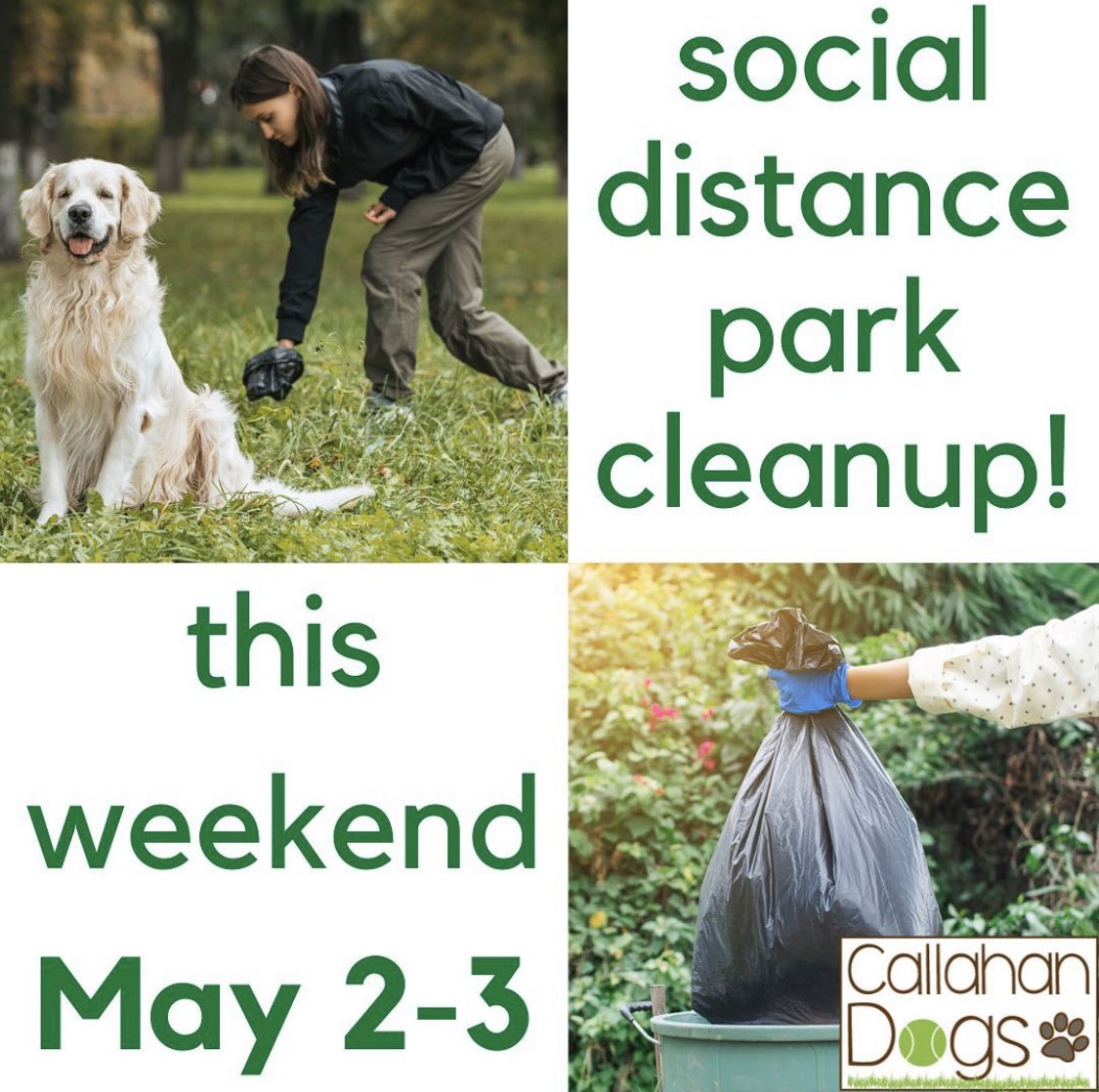 callahandogs's tweet photo. This weekend! Help us keep Callahan beautiful! 

Trash bags will be provided at Millwood and Edmands. Just drop the full bags off when you’re done and we’ll take it from there! https://t.co/ivUlh7IezI
