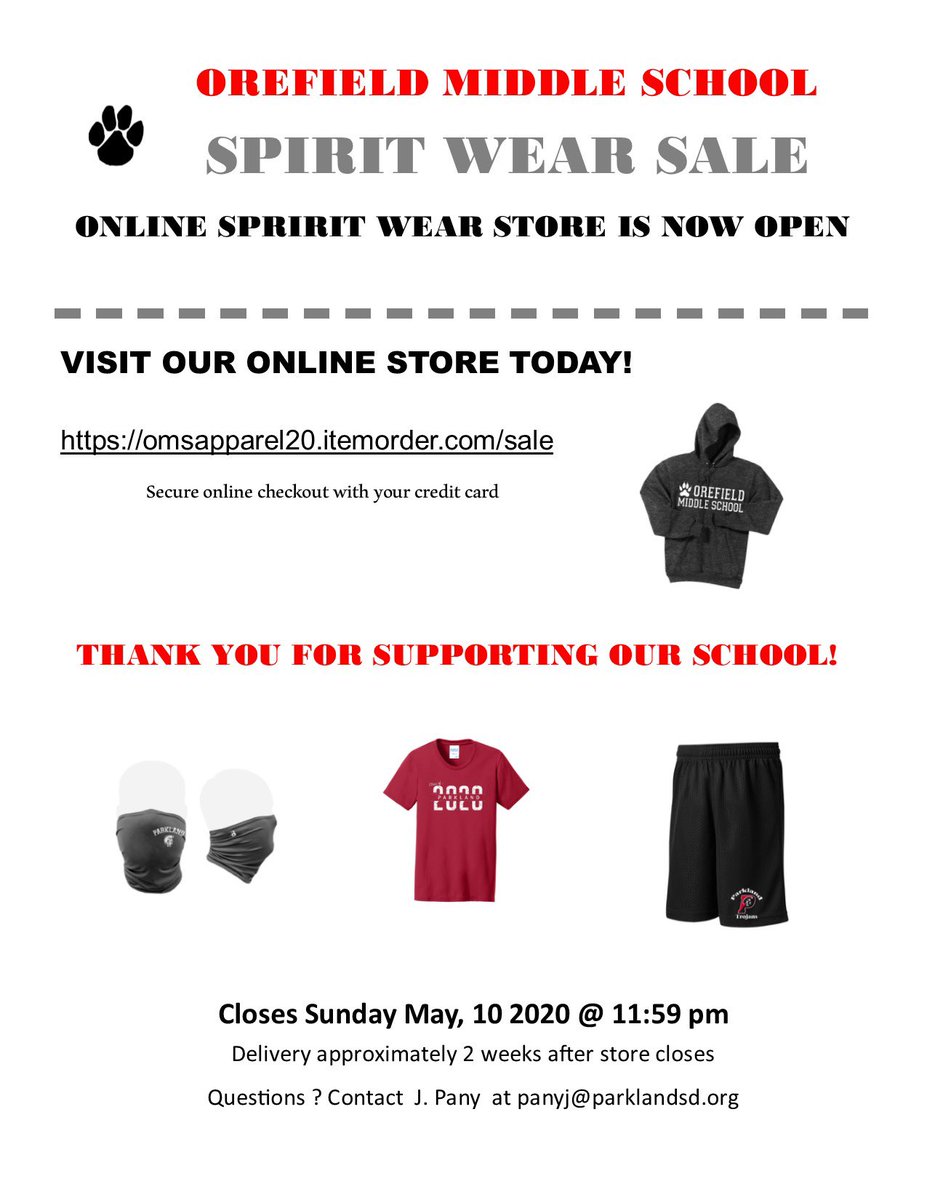 OrefieldMS's tweet photo. OMS SPIRIT WEAR SALE IS NOW OPEN https://t.co/92Q87ZmGlv