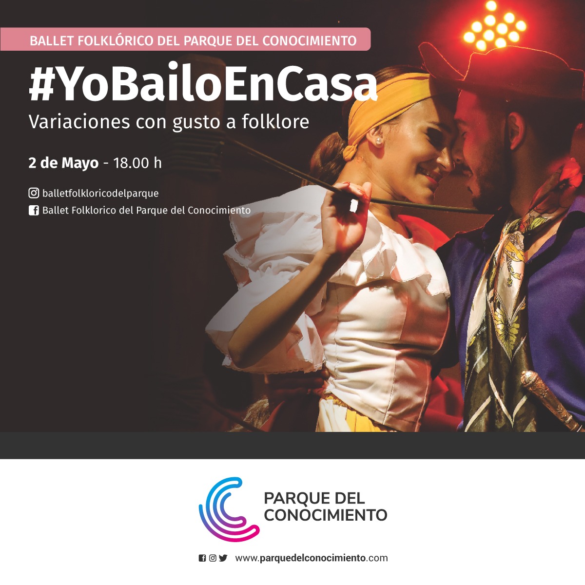 PCMisiones's tweet photo. 👢#YoBailoEnCasa🏡Hoy sábado 2 a las 18 h práctica "Variaciones con gusto a folklore" por la bailarina Araceli Benitez.📲Sumate por https://t.co/DqTTF4fTLN o en https://t.co/bvHrvakLPH👏Una experiencia para todo público sin límites de edad ni conocimientos previos. A bailar!#BFPC https://t.co/GjG2AzwP0X