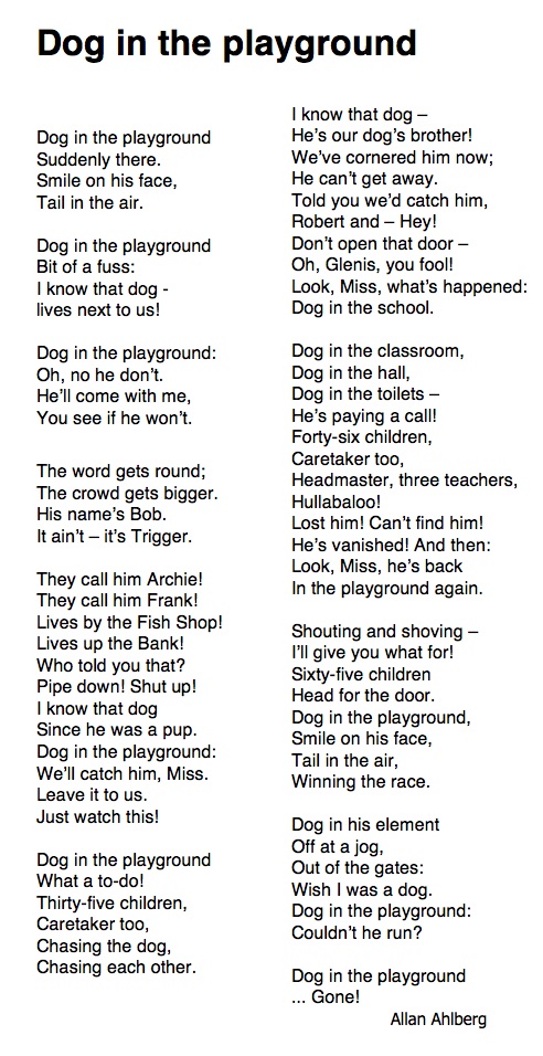 140 Dog in the Playground by Allan Ahlberg #PandemicPoems  https://soundcloud.com/user-115260978/140-dog-in-the-playground-by-allan-ahlberg