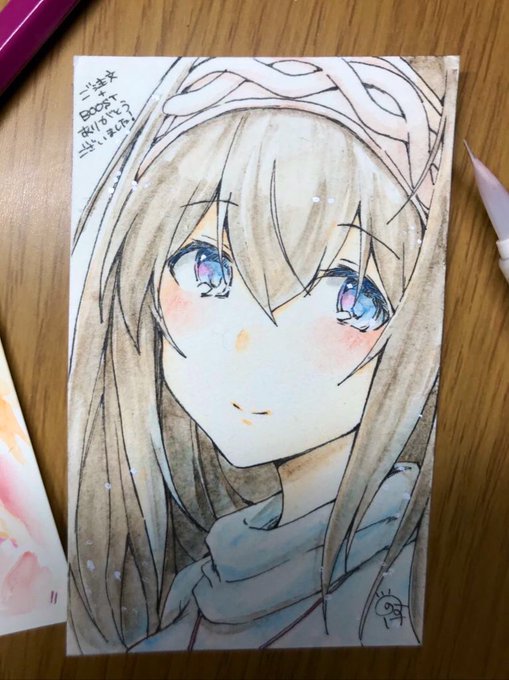 BOOSTしてくれた方へのお礼、普段のイベントみたいにスケブ受け付けようか迷ったけどリク受けて描けん…ってなるの怖いので絵柄指定は出来ないです。
だいたいこんなんが届くはず 