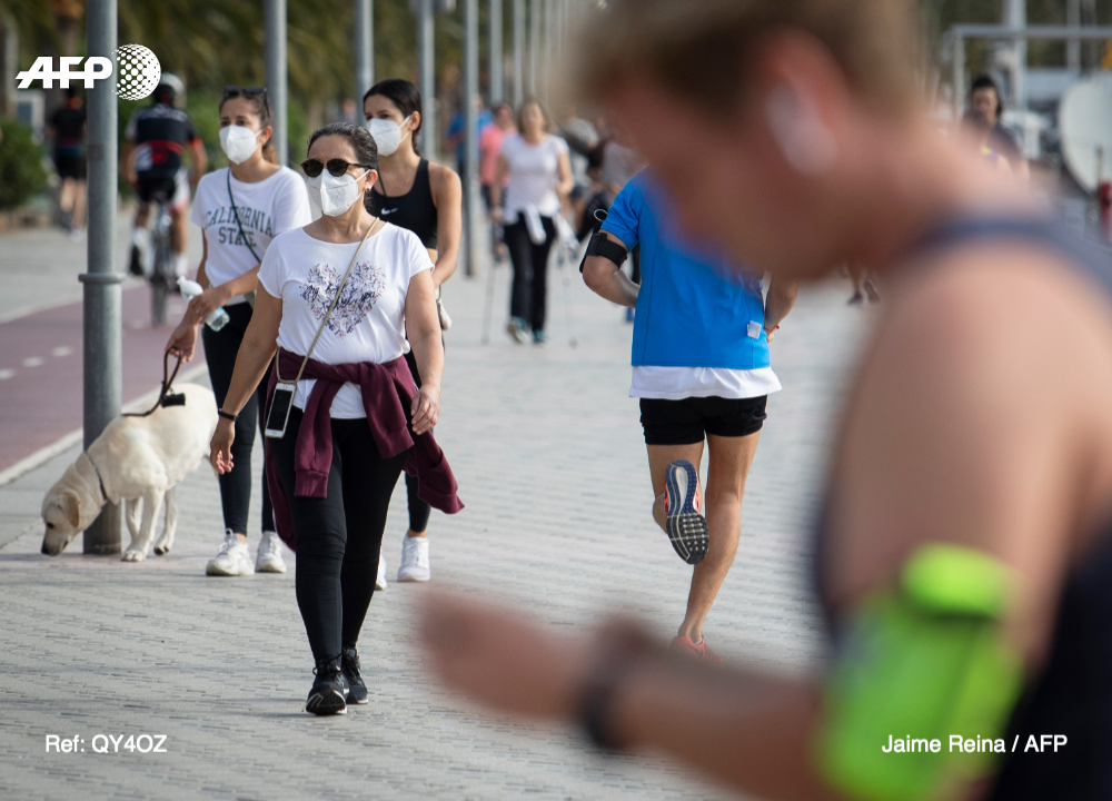 AFP's tweet photo. All Spaniards on Saturday were allowed to go for walks or play sport after 48 days of home  confinement to combat the coronavirus in one of the worst-hit countries
https://t.co/nWlRfgIdmJ https://t.co/Vi6IP3C3fK