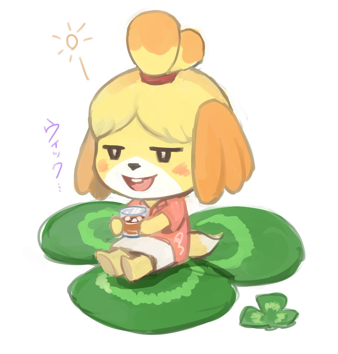 isabelle (animal crossing) 1girl topknot solo furry furry female dog girl blush stickers  illustration images