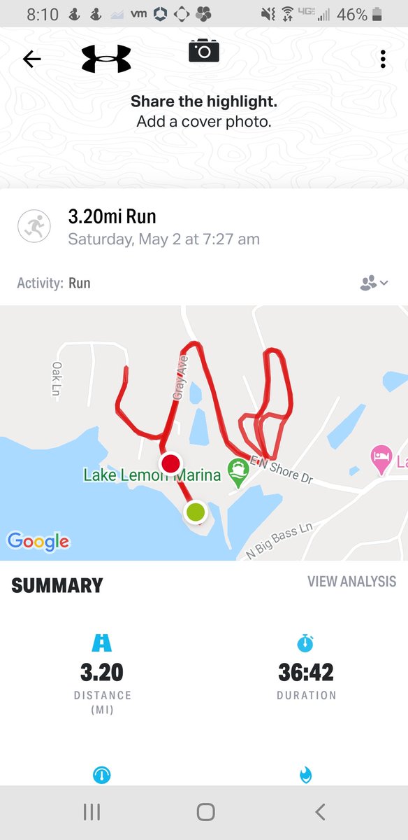 Hoosier_Lizzy's tweet photo. Finished the virtual 5k this morning at beautiful #lakelemon. Lots of inclines and beautiful scenery. #indymini #Indy500 https://t.co/vQD5j8hmgu