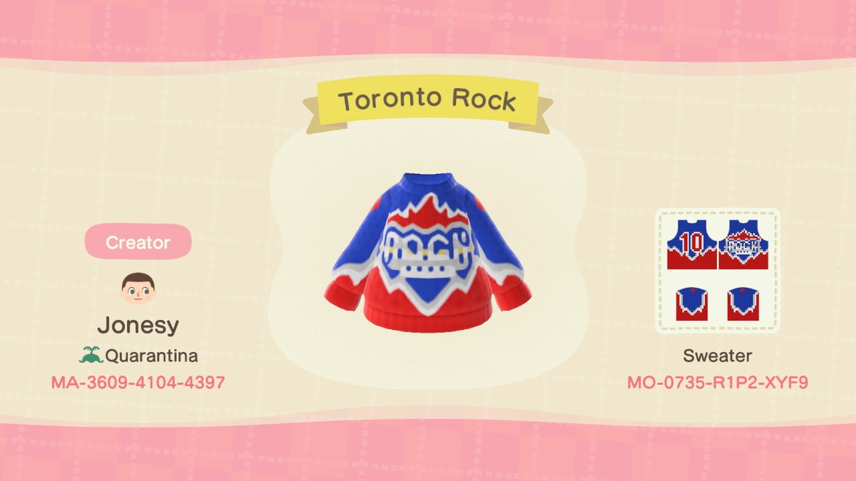 Toronto Rock Lacrosse Jersey, per request. @thompsonman65 #AnimalCrossing #ACNH #NintendoSwitch