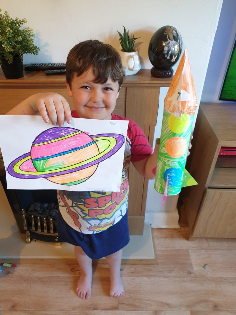 BASchoolWork's tweet photo. @MrsPMarshall1 @MadeleLynch  Little bit late but we did our space rockets today. Bella and Alex both chose Jupiter for their favourite planet https://t.co/4BXM6QY8uC