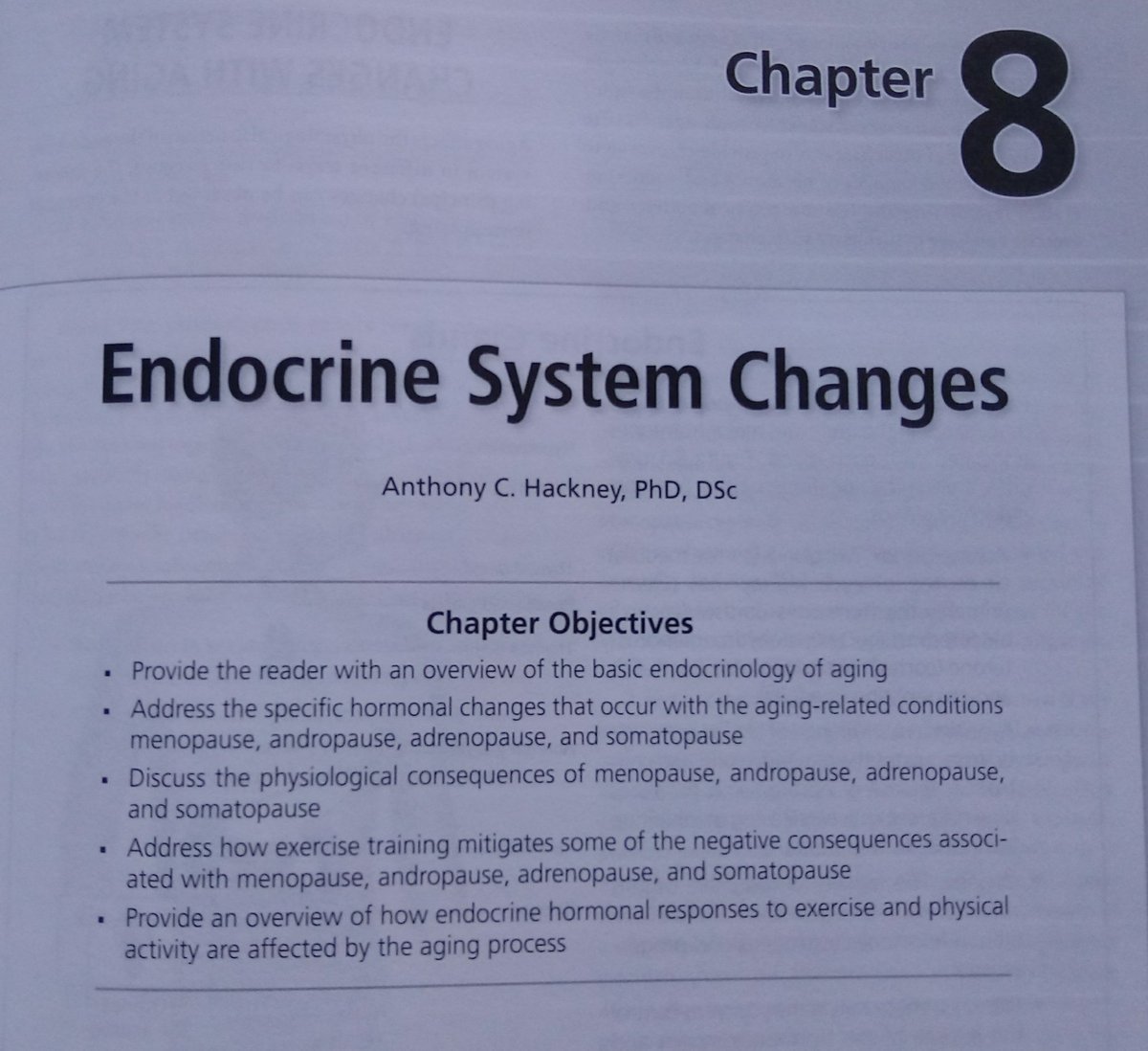 AC_Hackney's tweet photo. Have a new chapter out on "#Endocrines & Exercise in Older Adults" in Dr. Danielle Bouchard's new book. @KinUNB Thank you. Dr. Bouchard for the opportunity. @UNCEXSS https://t.co/06zSGYtxZo