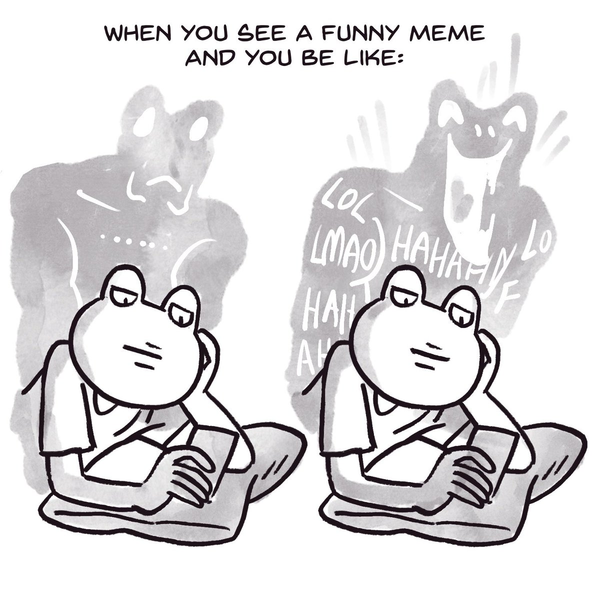 somehowart's tweet photo. Frogboy Comic 30 Day Challenge: 【Day 11】
When you… memes🐸
#frogboycomic #comic #comicstrip #30daychallenge #sketchaday #scadseqa #frogboy #30dayartchallenge #30dayartquarantine #ratkins #frogboy30day #sequentialart #story #oc
#memes #funnymemes #lol #lmao https://t.co/y5DxpzLEF8