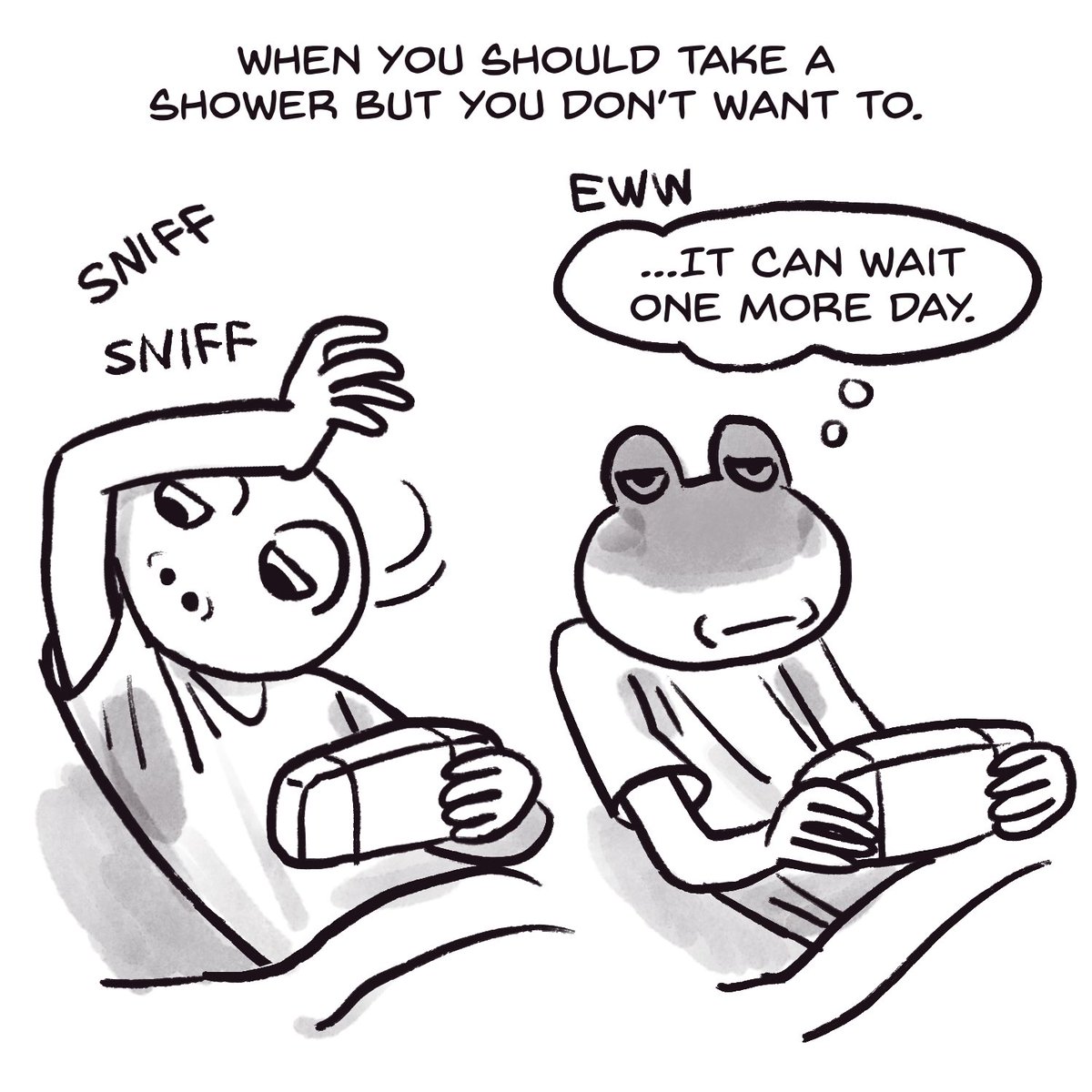 somehowart's tweet photo. Frogboy Comic 30 Day Challenge: 【Day 11】
When you… memes🐸
#frogboycomic #comic #comicstrip #30daychallenge #sketchaday #scadseqa #frogboy #30dayartchallenge #30dayartquarantine #ratkins #frogboy30day #sequentialart #story #oc
#memes #funnymemes #lol #lmao https://t.co/y5DxpzLEF8